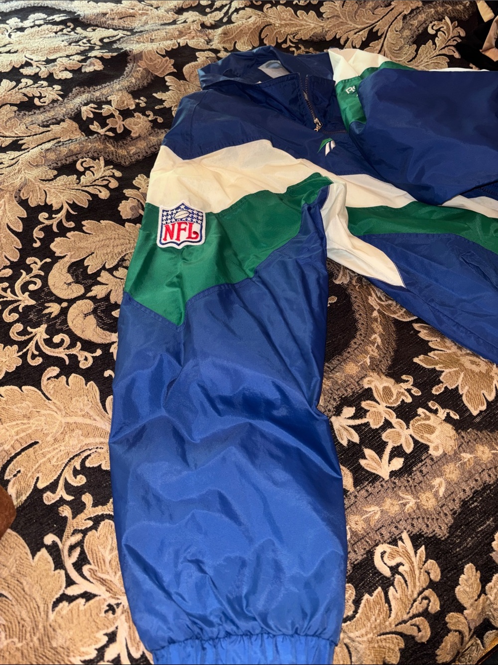 Seattle Seahawks Reebok Blue, Green & White Seahawks Zip Windbreaker Jacket - Picture 4 of 8